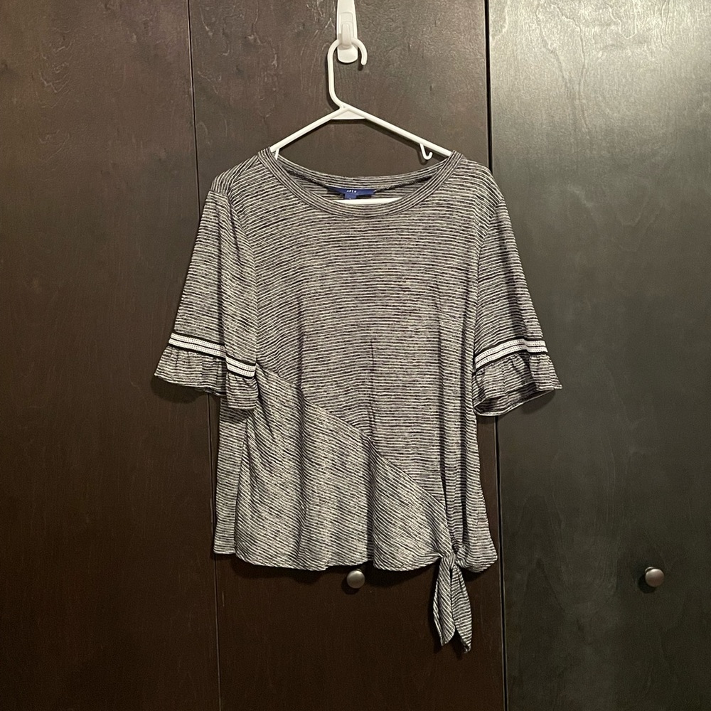 APT 9 Grey Striped Blouse, L